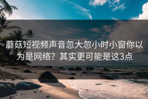 蘑菇短视频声音忽大忽小时小窗你以为是网络？其实更可能是这3点