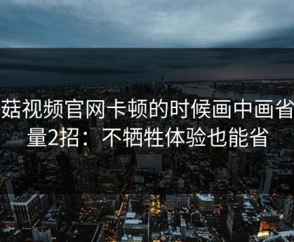 蘑菇视频官网卡顿的时候画中画省流量2招：不牺牲体验也能省