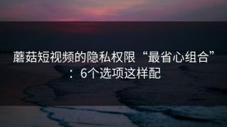 蘑菇短视频的隐私权限“最省心组合”：6个选项这样配