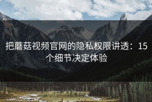 把蘑菇视频官网的隐私权限讲透：15个细节决定体验