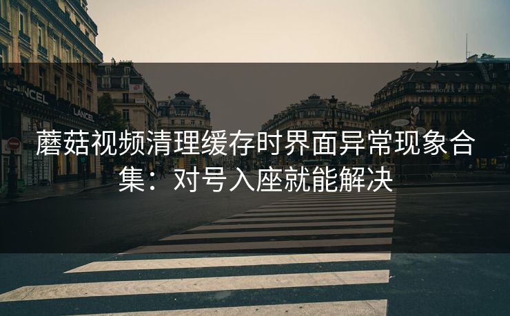 蘑菇视频清理缓存时界面异常现象合集:对号入座就能解决 蘑菇视频清理缓存时界面异常现象合集:对号入座就能解决
